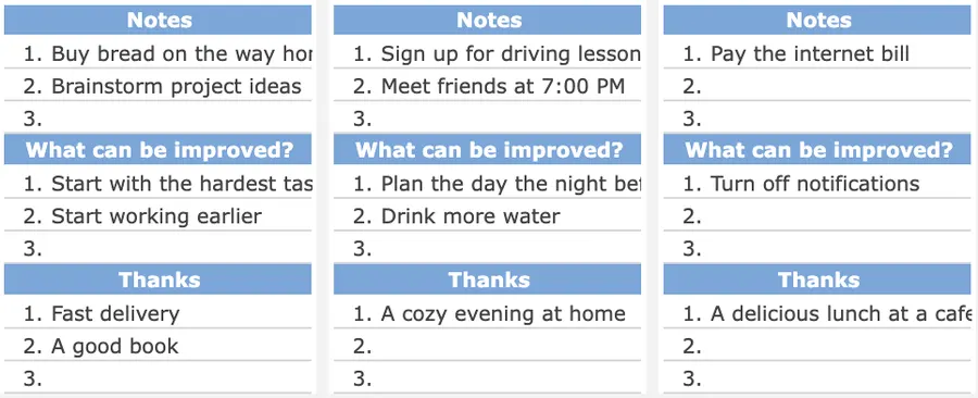 End-of-day shutdown and focus reflection notes